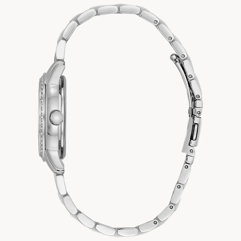 Silhouette Crystal - Ladies Silver Steel Pearl Dial Watch Silhouette Crystal - Ladies Silver Steel Pearl Dial Watch